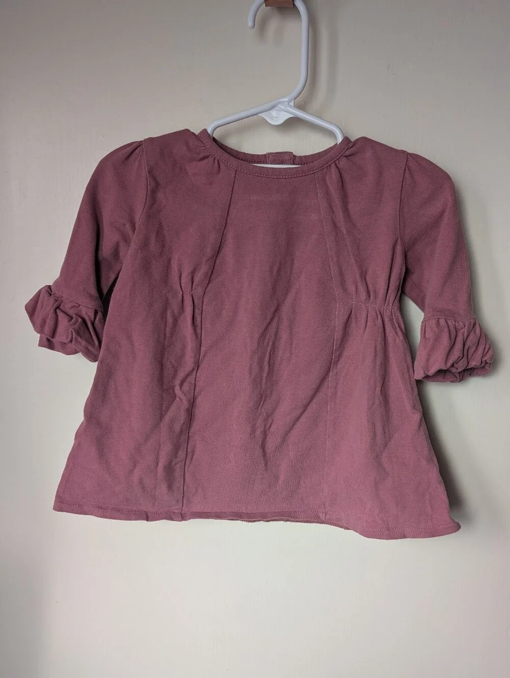 Dusty Rose Long Ruffle Sleeve Tee 6-9m